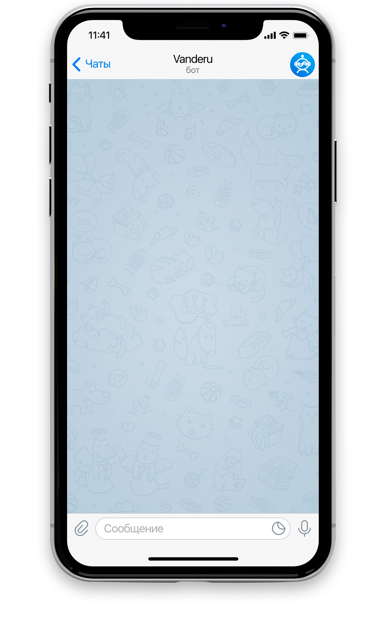 Интерфейс Telegram бота Vanderu